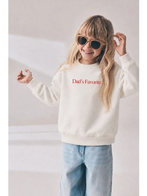 Monila Unisex Çocuk 3 Iplik Kumaş Slogan Baskılı Sweatshirt
