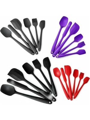 6 Parça Silikon Mutfak Gereçleri Seti, Isıya Dayanıklı Spatula, Fırça ve Kaşık Seti, Yapışmaz Tencere Dostu, Kırmızı, Siyah, Mor ve Koyu Füme Renk Seçenekleri (Koyu Füme)
