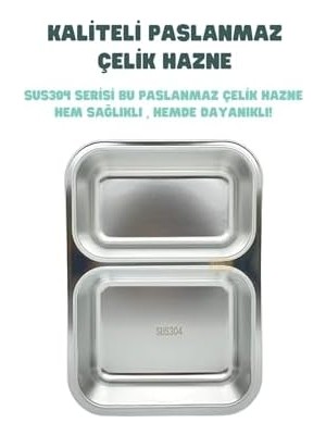 700ML Lunchbox Tek Katlı 2 Bölmeli Çelik Sefer Tası Yemek Kutusu (Turkuaz)