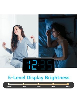 Netzu Derin Uykular Için Yüksek Sesli Çalar Saat, LED Ekranlı, Çift Alarm, 5 Parlaklık Kısıcı, 4 Ses Seviyesi, Kapatma Hafızası, Çalar Saat, Komodin, Çocuklar, Gençler, Yaşlılar ve Ağır Uyuyanlar Için