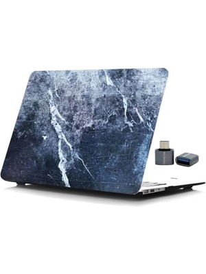 MacBook Pro 15 Mermer Desenli Kılıf A1707 A1990 Uyumlu Baskılı Sert Kılıf Ince Hafif Koruyucu Kapak Mavi