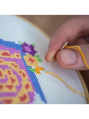 Dimensions 70-08995 Tatil Geleneği Kendin Yap Kişiselleştirilebilir Noel Kanaviçe Çorap Seti, 40 cm L, 14 Adet Açık Mavi Aida, Çeşitli