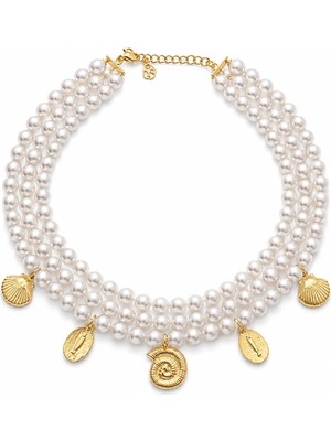 Venüs Design Incili Charmlı Choker Kolye