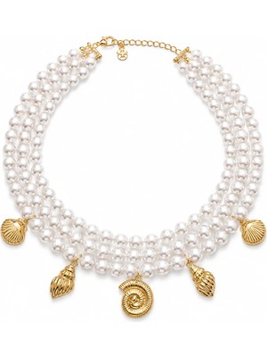 Venüs Design Incili Charmlı Choker Kolye