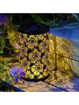Forlfe 10W Solar Bahçe Lambası, Güneş Enerjili Dekoratif Bahçe Aydınlatma, Su Geçirmez, 3200K Günışığı, 200 Lm, 1200 Mah, Balkon Teras Çim Yol Peyzaj Armatürü 200X120 mm Metal Çiçek Desenli