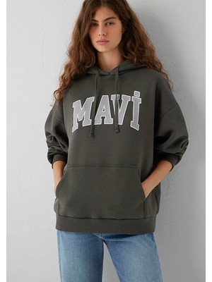 Mavi Logo Baskılı Kapüşonlu Haki Kadın Sweatshirt M1600361-71598
