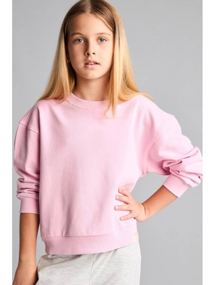 Defacto Basic Pembe Kız Çocuk Sweatshirt E6842A8/PN693
