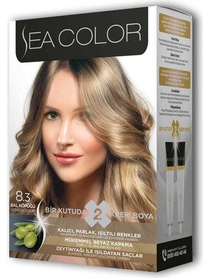 Sea Color 2 Tüp Krem Saç Boyası Seti Bal Köpüğü No:8.3