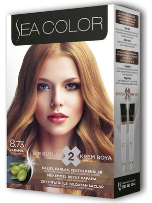 Sea Color 2 Tüp Krem Saç Boyası Seti Karamel No:8.73