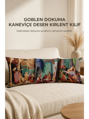 Goblen Dokuma Kaneviçe Desen Kırlent Kılıf