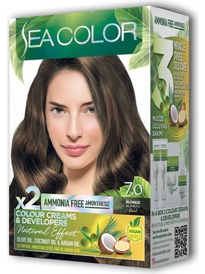 Sea Color 2 Tüp Krem Saç Boyası Seti Kumral No:7.0