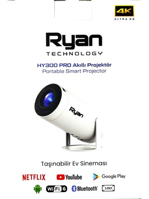 Belirtilmemiş Ryan Akıllı Mini Projektör Ev Sinema Projeksiyon Cihazı 2gb Ram 16GB Rom HY300 Pro