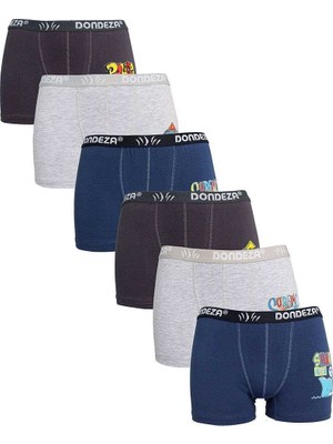 Dondeza 6 Adet Düz Baskılı Erkek Çocuk Boxer 506 - 11-12 Yaş