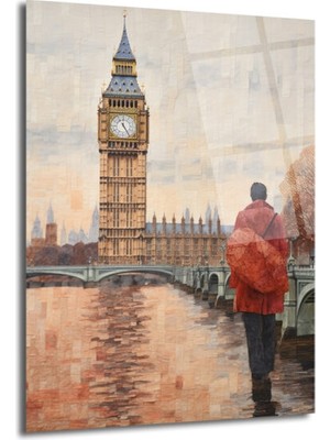 GLAZELLA Londra Big Ben Manzarası Cam Tablo - Şehrin Ruhu Evinde