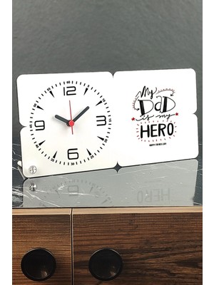 Empressco My Dad Is My Hero Ahşap Masa Saati