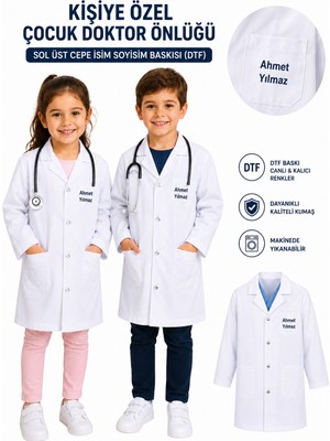 Lalvera Kişiye Özel Çocuk Doktor Önlüğü – Isim Soyisim Yazılı Doktor Kostümü, Çocuk Doktor Seti, Meslek Kostümü, Hediye