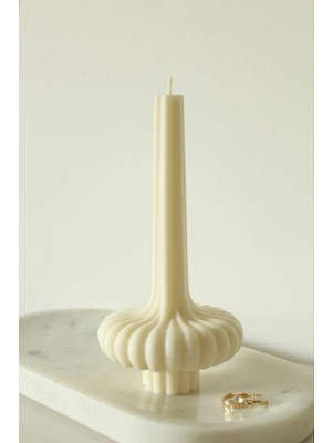 Empressco Dekoratif Mum Lara Model Kırık Beyaz Renk Luks Mum 20X8 cm Tekli Ürün Modern Dekoratif Soy Mum
