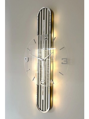 Empressco Stylish DESIGN-AYNALI-65CM-PILLI Led-Sessiz Mekanizma- Antxbey Gümüş