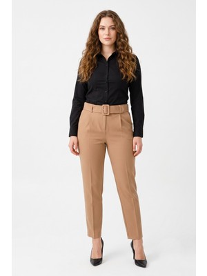 Woow Kadın Kemerli Bilek Pantolon BGL-ST03690