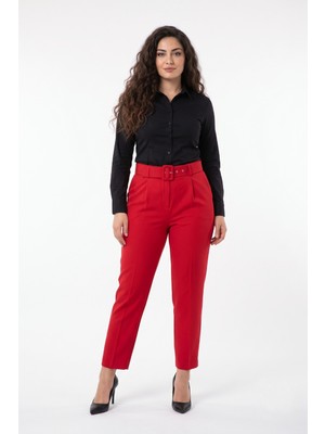 Woow Kadın Kemerli Bilek Pantolon BGL-ST03690