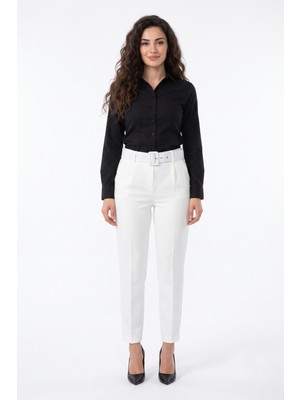 Woow Kadın Kemerli Bilek Pantolon BGL-ST03690