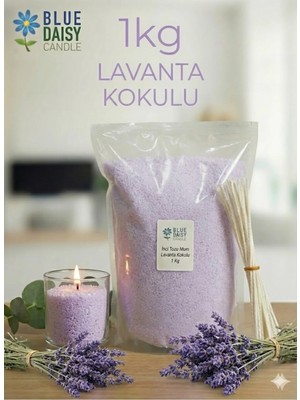 Empressco 1 kg Mor Renkli Lavanta Kokulu Inci Tozu Mum ( 25 Adet 20 cm Fitil ile ) Toz Mum , Kum Mum