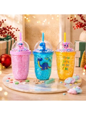 Pipetli Bardak - Figürlü Pipet - Karışık Model