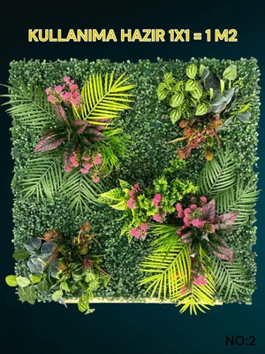 Empressco 1 M2 Hazır Dikey Bahçe Duvar Dekorasyon Paneli Şimşir Panel Yapay Çiçek 1x1 Metre Model:2