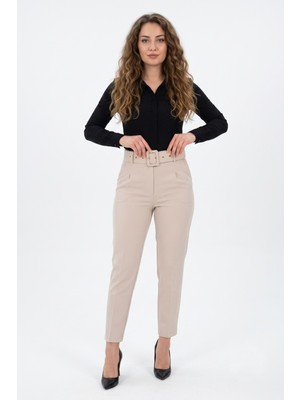 Woow Kadın Büyük Beden Kemerli Pantolon BGL-ST03691