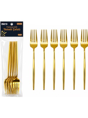 Ttt 6 Parça Yemek Çatalı Seti - Gold Renk - Paslanmaz Çelik