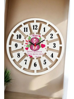 Empressco 8 Mart Dünya Kadınlar Günü Hediyesi Duvar Saati 40CM 005