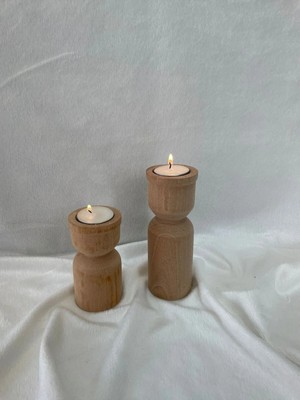 Empressco White And Wood Şamdan 2 Li Tealight Mum Hediyeli