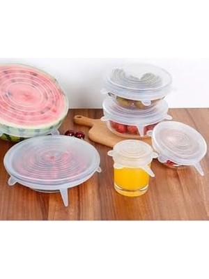 Silikon Streç Kapak Seti, Gıda Saklama Kabı Kapağı, Plastik, Çok Renkli, 6'lı Set, Elde Yıkanabilir