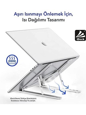 Idock N29-3-GÜMÜŞ Katlanır Aluminyum Macbook Laptop Bilgisayar Standı