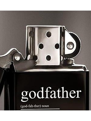 Godfather Tasarımlı Renkli Baskılı Siyah Benzinli Metal Çakmak