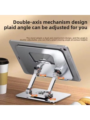 360 Derece Dönebilir Laptop ve Tablet Standı – Paslanmaz Çelik, Ayarlanabilir Yükseklik, Katlanabilir Masaüstü Bilgisayar Standı, iPad ve MacBook Uyumlu Ergonomik Raf-Dizüstü Pc (Tablet Standı)