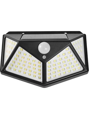 Fenteer Solar Lamba 100 LED Pır Hareket Sensörlü Dış Duvar Lambası IP65 Bahçe Teras - 1 Adet
