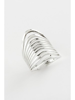 Zero Land Spt-Gld Oval Metal Yüzük Gümüş Rengi