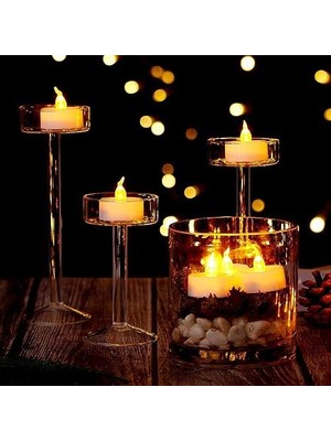 Sna Pilli LED Tealight T-Light Mum Pilli Mum LED Işık Sıcak Sarı Renk Dekorasyon Süsleme Düğün Kına Organizasyon (6)