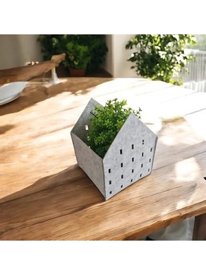 Dekoratif Keçe Saksı ve Organizer Sepet – Gri, 20X20X25 Cm, 3 mm Kalınlıkta Çok Amaçlı Keçe Saklama Kutusu (1 Adet)