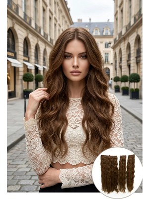 Marsilyan Kahverengi Afro Dalgalı Yarım Ay – 65CM 190 Gr. Fiber Sentetik Çıt Çıt – Renk No:30