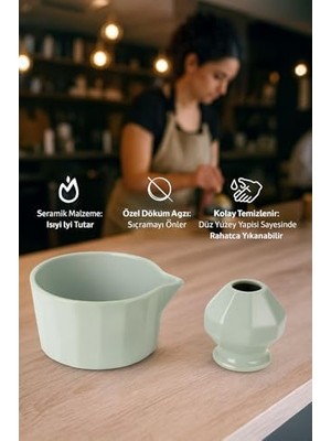 Seramik Chawan Matcha Çayı Köpürtme Kasesi ve Whisk Matcha Tutucu MT247