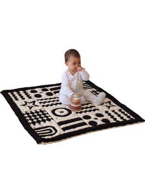 Happy Trend 3D Yumuşak Organik Pamuk Emekleme Battaniyesi – Gots Sertifikalı, 100X100 Cm, Montessori Tasarım, Motor Beceri Gelişimi Için, Çift Taraflı, Iplik Ucu Içermez, Yıkanabilir ve Sürdürülebilir
