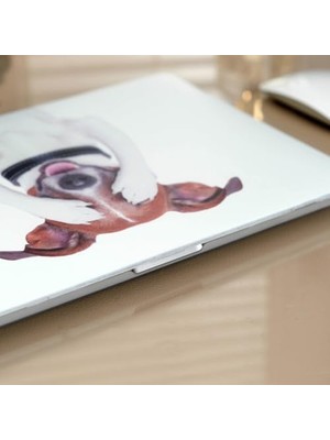 MacBook Air M1 Kılıfı 13.3 Inç A2337 A2179 A1932 Uyumlu Sert Kapak Hard Case Koruyucu Kılıf Komik Köpek Desenli Uv Baskılı Çizilme Önleyici Laptop Kılıfı Beyaz