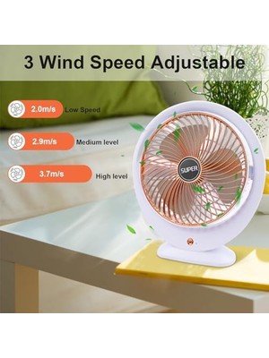 USB Masa Vantilatörü Elektrikli Mini Masa Vantilatörü 3 Hız Ayarlanabilir Güçlü Rüzgar 360 ° Döndürme Taşınabilir Masaüstü Fan Ofis Ev Yatak Odası Dış Mekan Kamp Için Sessiz Soğutma Fanı (Altın B)