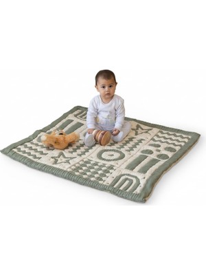 Happy Trend 3D Yumuşak Organik Pamuk Emekleme Battaniyesi – Gots Sertifikalı, 100X100 Cm, Montessori Tasarım, Motor Beceri Gelişimi Için, Çift Taraflı, Iplik Ucu Içermez, Yıkanabilir ve Sürdürülebilir