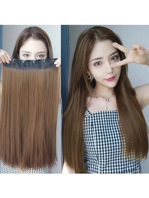 Marsilyan Kahverengi Düz Uzun Yarım Ay Saç – 3 Parça Çıt Çıt 80CM. 270 Gr. Vıp Serı