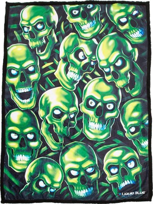 Happy Trend Liquid Blue Erkek Fantastik Kafatası Tüy Klasik Mercan Polar Battaniye, Çoklu, 127 cm x 152 Cm, Çoklu, 50" x 60"