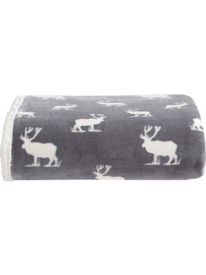 Happy Trend Çift Taraflı Nevresim Takımı, Sherpa Polar, Tüm Mevsimler Için Ev Dekorasyonu, Polyester, Geyik Gri