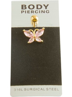 Bijuteri Net Kelebek Lüks Çelik Göbek Piercing 1 Adet